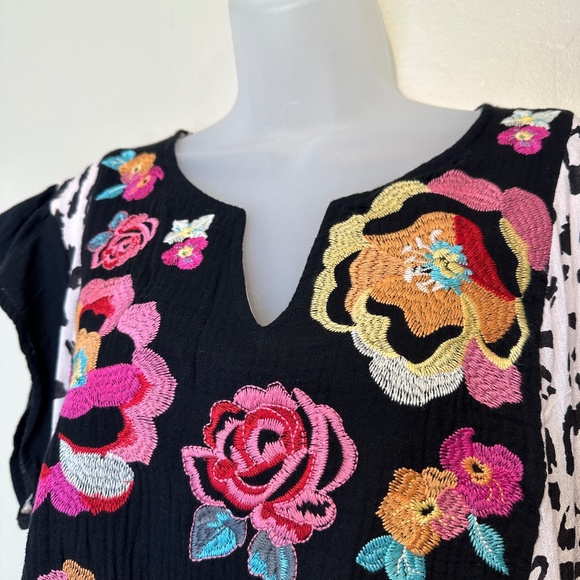 Angel Heart | Leopard Lamour Floral Embroidered Pattern Cap Sleeves Lined Dress - Picture 6 of 15